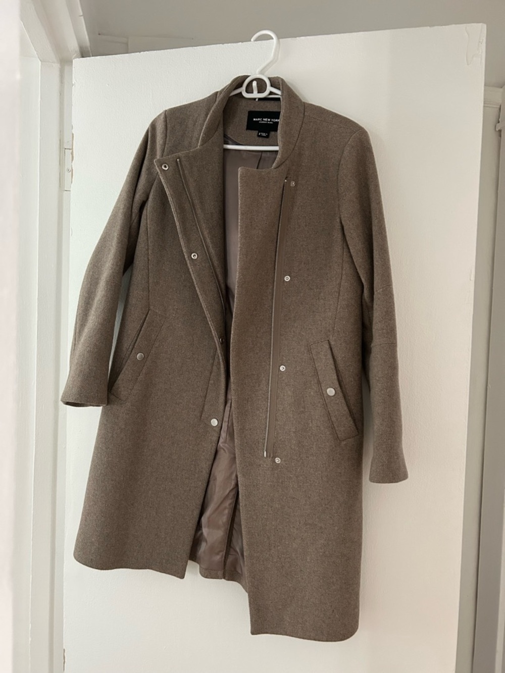Marc New York Long Wool-Blend Coat - Brown